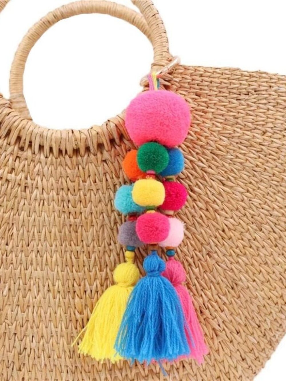 Colorful Tassel Bag Charm for Women,Layered Tassel Keychain Keyring Purse Handba